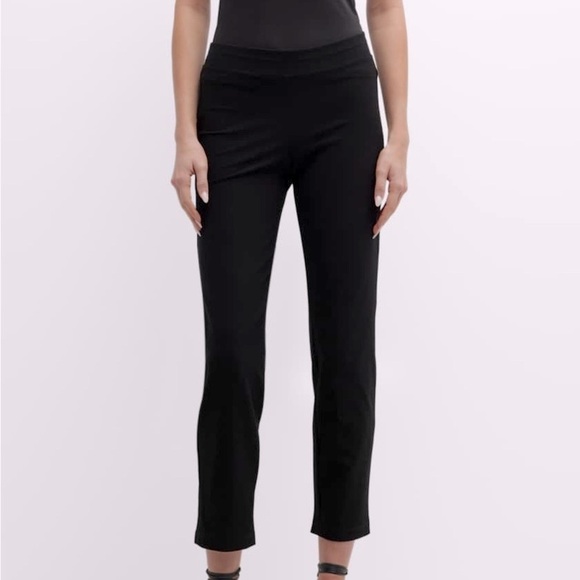 Eileen Fisher Black Missy Washable Stretch Crepe Slim Ankle Pants - Picture 1 of 7